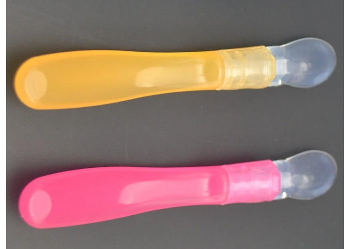 2 Màu khuôn phun silicone có thể tái sử dụng Muỗng thức ăn cho trẻ em