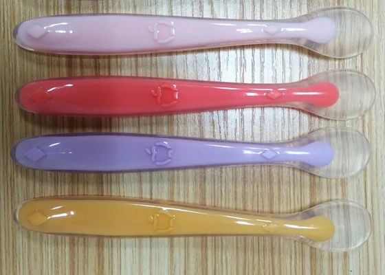 2 Màu khuôn phun silicone có thể tái sử dụng Muỗng thức ăn cho trẻ em